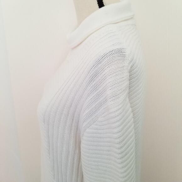 Vince Camuto White Sweater Women’s XS Cable Ribbed Mock Turtleneck Cotton Blend - Picture 7 of 9